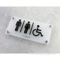 Signos de braille de placa acrílica negra de baño personalizado